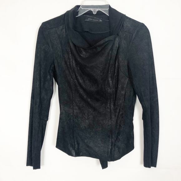 Zara Woman Asymmetrical Zipper Faux Suede Moto Jacket Size S - Picture 1 of 12